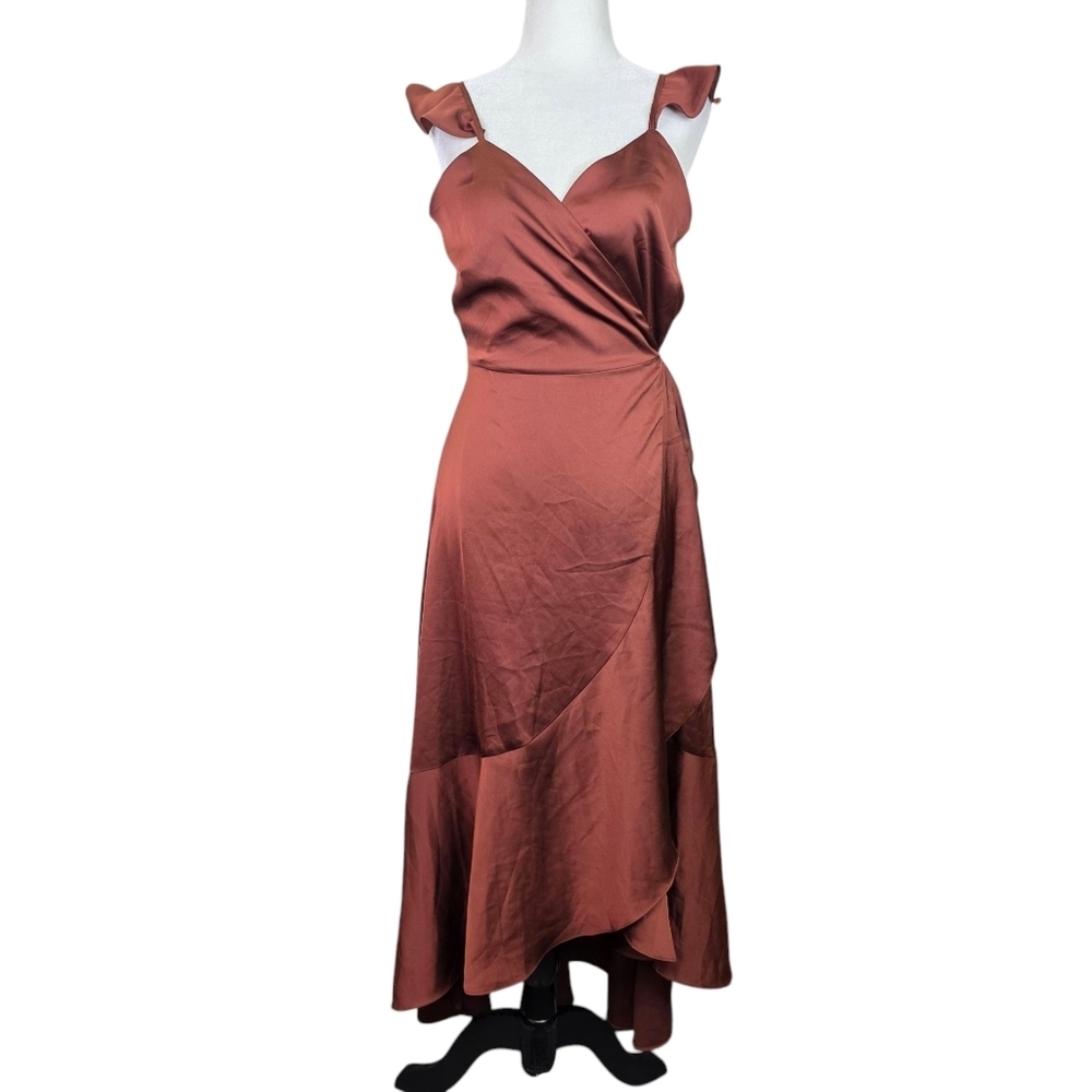 New york & co. satin wrap maxi dress